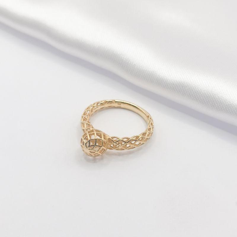 ANEL DOURADO BOLA RENDADA