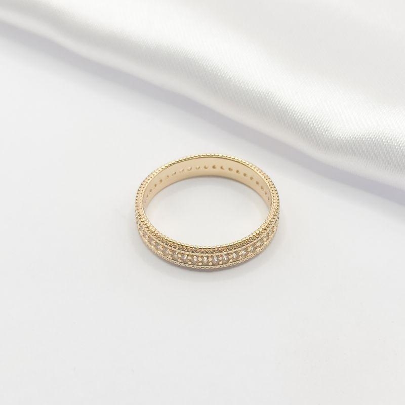 ANEL DOURADO TRABALHADO COM ZIRCÔNIA