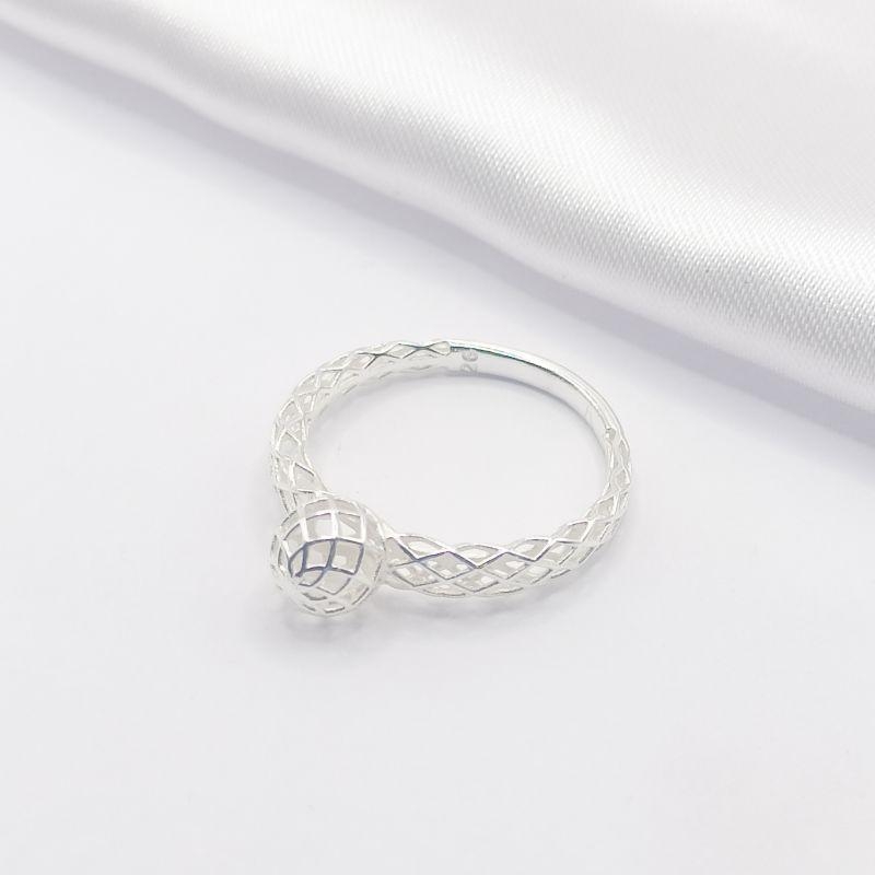 ANEL PRATA BOLA RENDADA