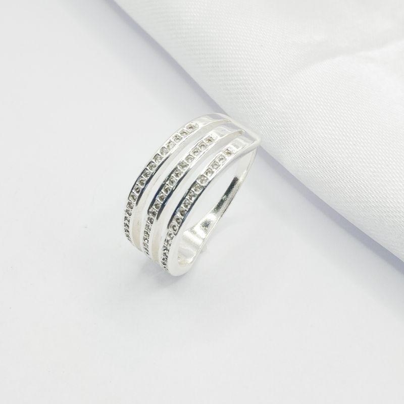 ANEL PRATA TRES FILEIRAS SEPARADAS DE ZIRCÔNIA