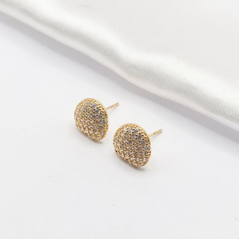 BRINCO DOURADO CÍRCULO IRREGULAR CÔNCAVO CRAVEJADO