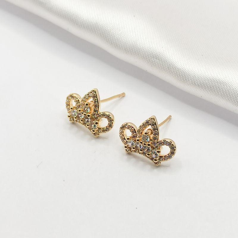 BRINCO DOURADO COROA LOTÚS CRAVEJADA