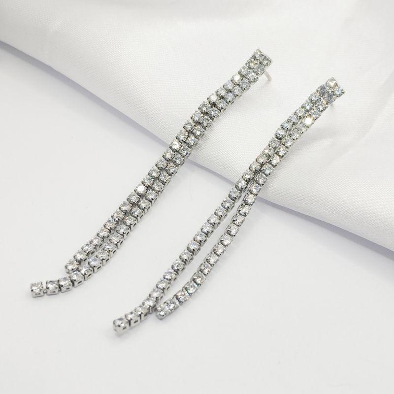 BRINCO PRATA DOIS FIOS DE ZIRCONIA