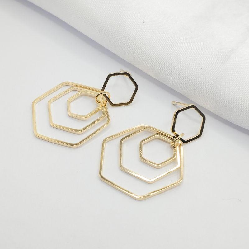 BRINCO DOURADO FIOS GEOMETRICOS ARTICULADO