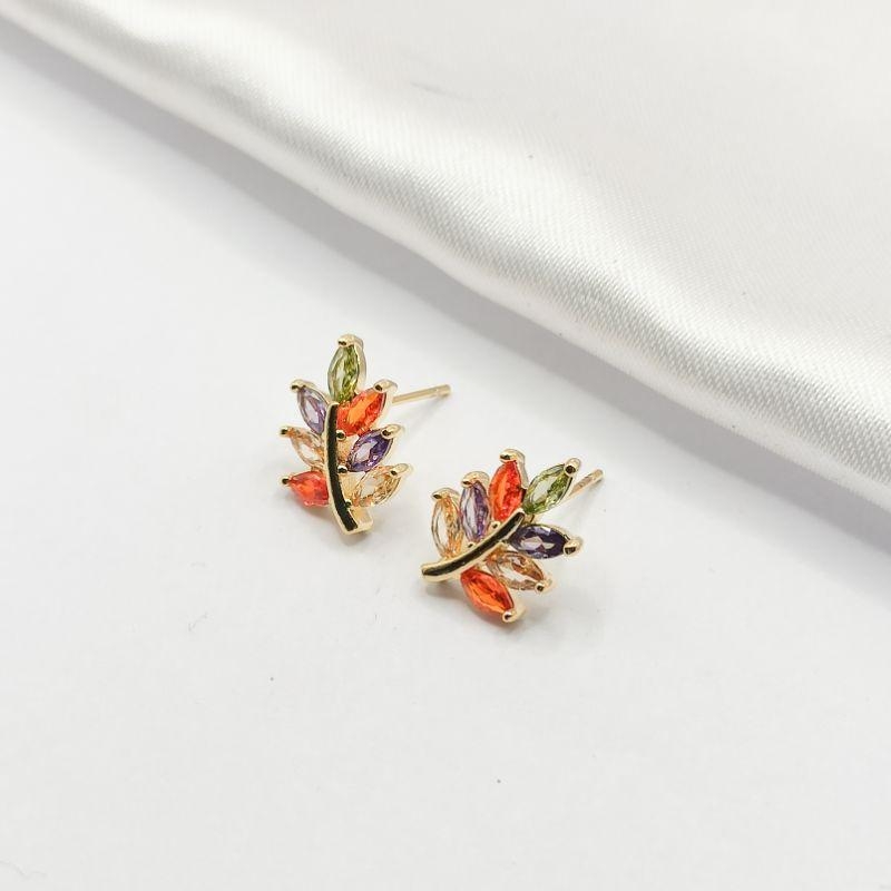 BRINCO DOURADO FOLHA EAR CUFF NAVETE COLORIDA