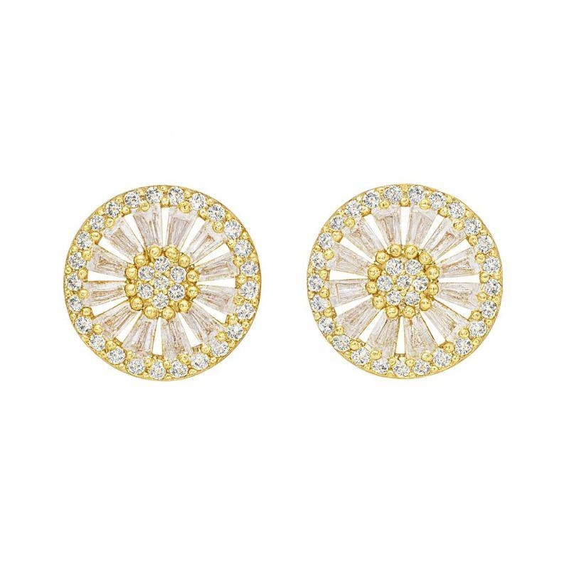 BRINCO DOURADO P REDONDO RAMALETE ZIRCONIAS PIZZA