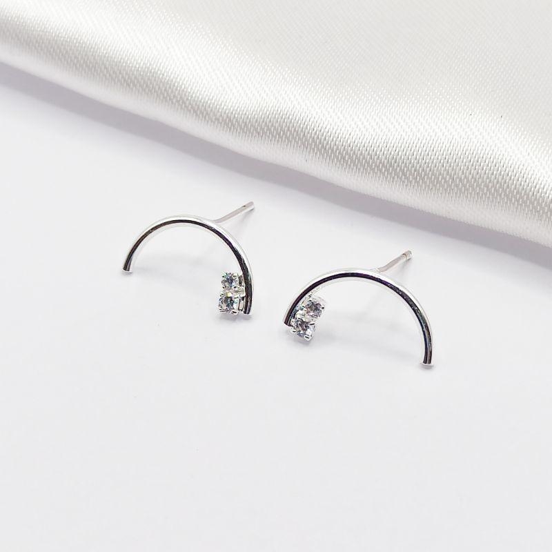 BRINCO PRATA FIO 2 ZIRCÔNIAS