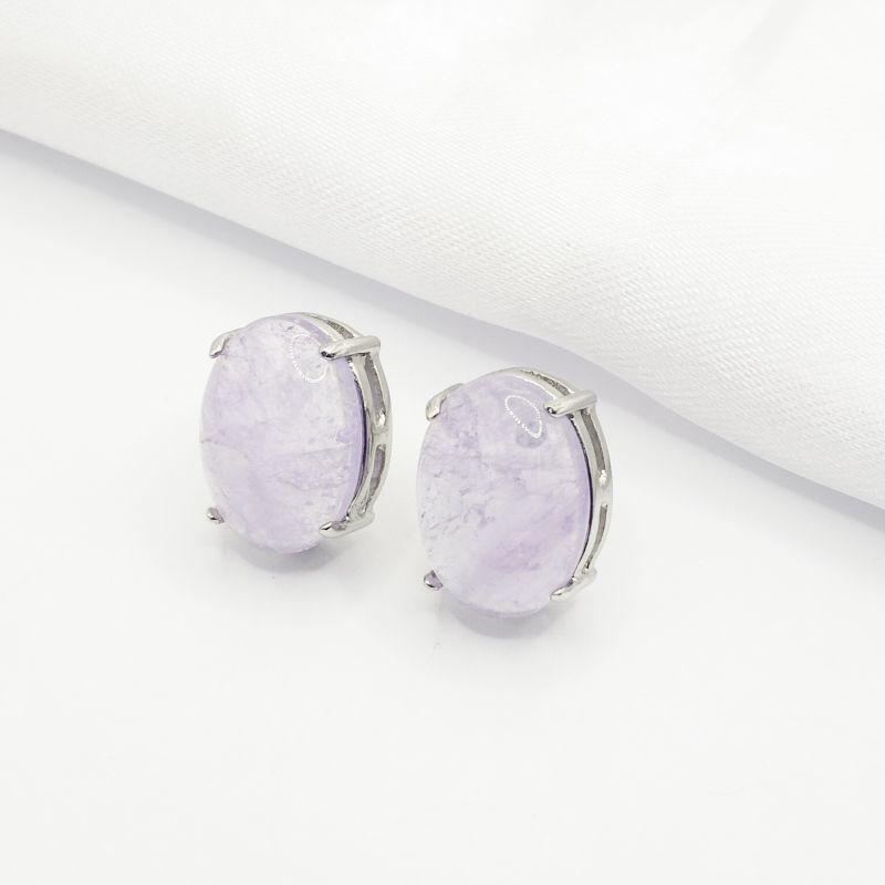 BRINCO RODIO PEDRA OVAL LILÁS