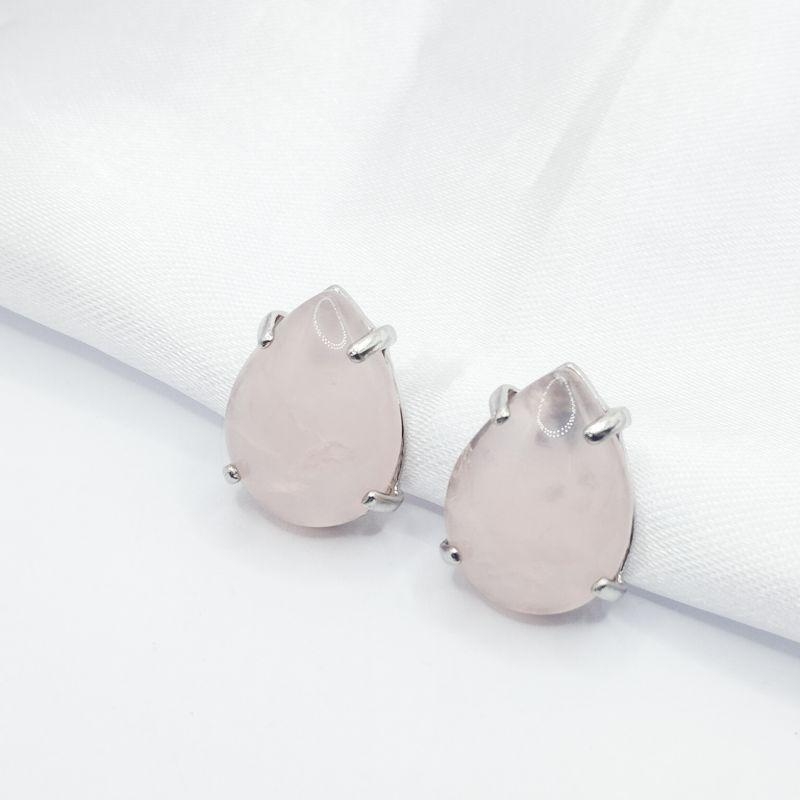 BRINCO RODIO GOTA PEDRA ROSA