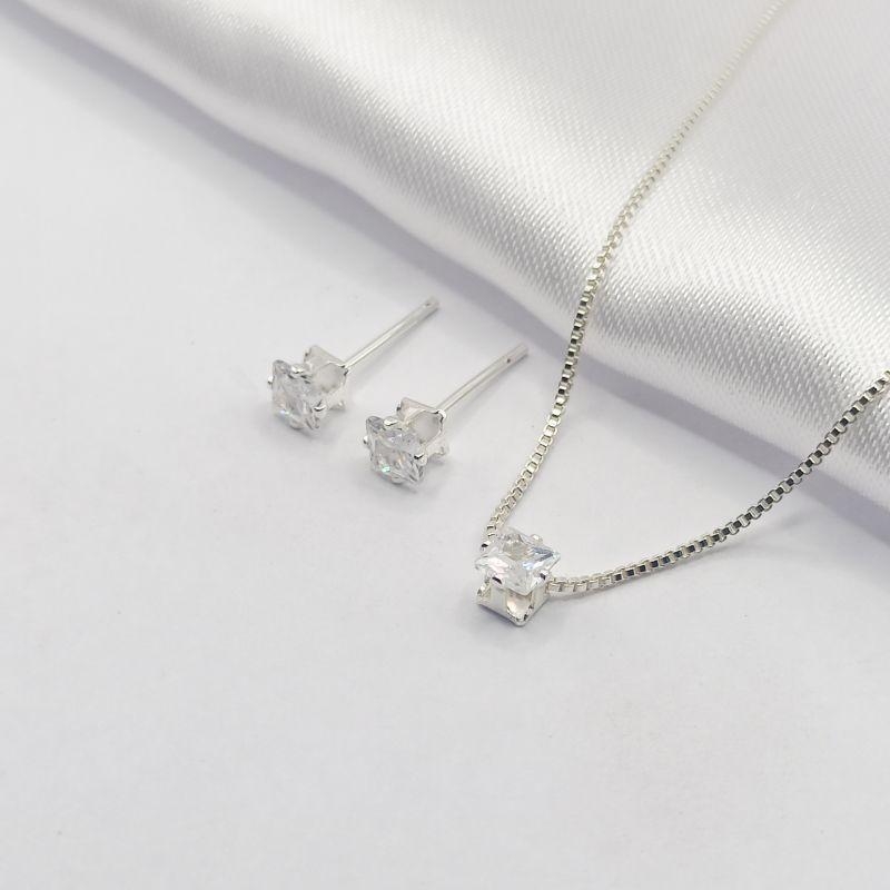 CONJUNTO PRATA CARRÊ CRISTAL 45CM