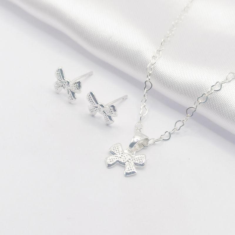 CONJUNTO PRATA LAÇO DELICADO 45CM