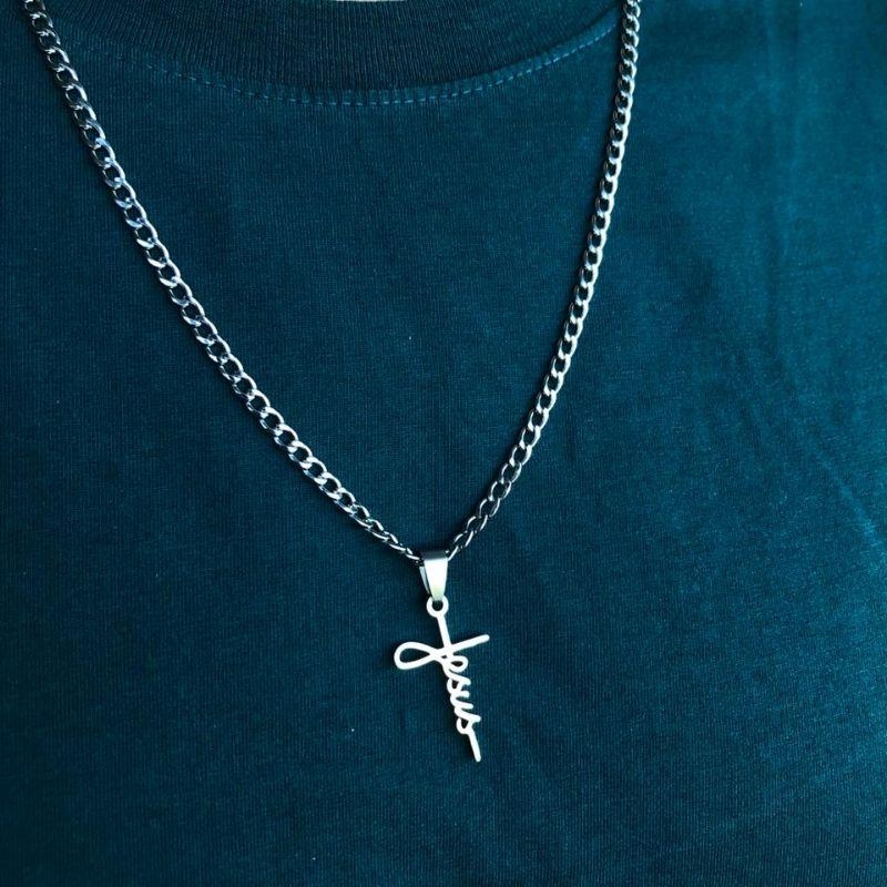 Corrente Aço Inox com Pingente Jesus