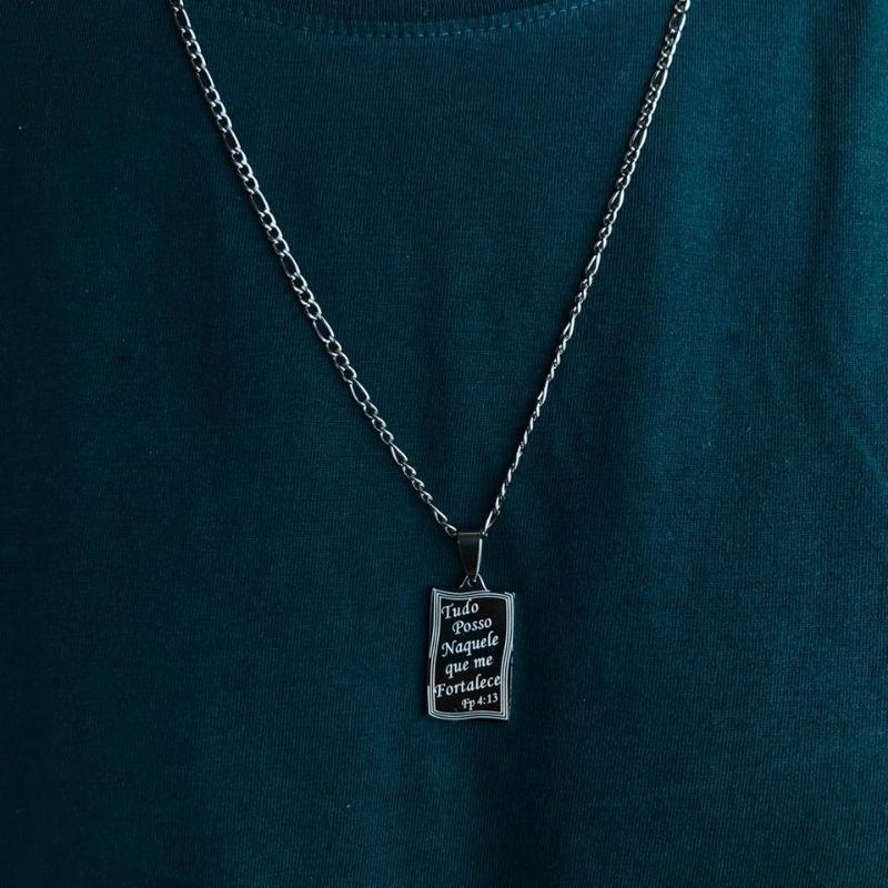 Corrente Aço Inox com Pingente Tudo Posso