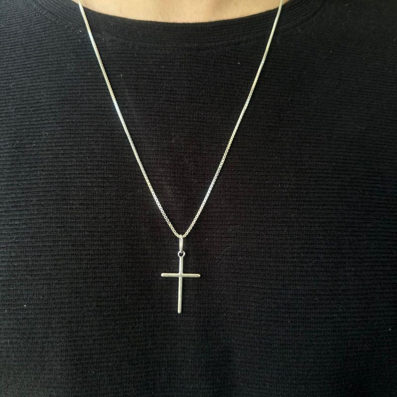 CORRENTE VENEZIANA GROSSA PRATA 925 60 CM + CRUZ