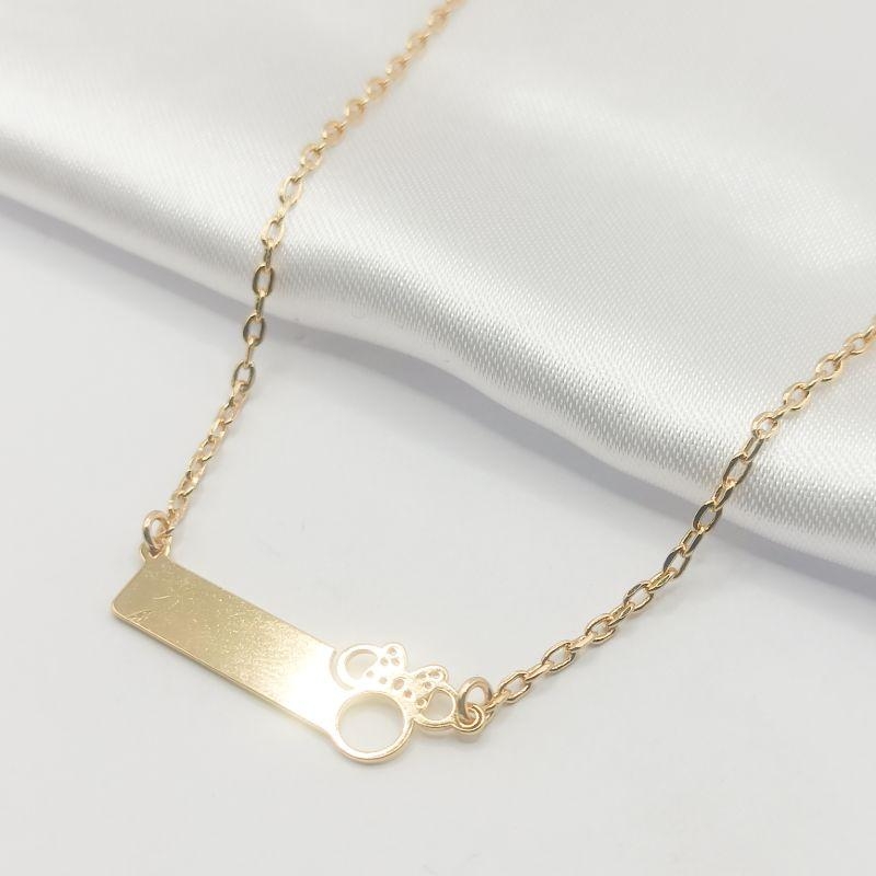 GARGANTILHA DOURADA PLAQUINHA MINNIE LISA 45CM