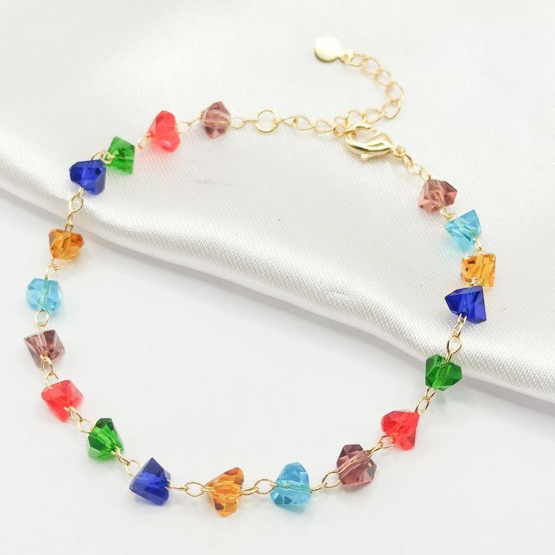 PULSEIRA DOURADA MIÇANGAS COLORIDAS