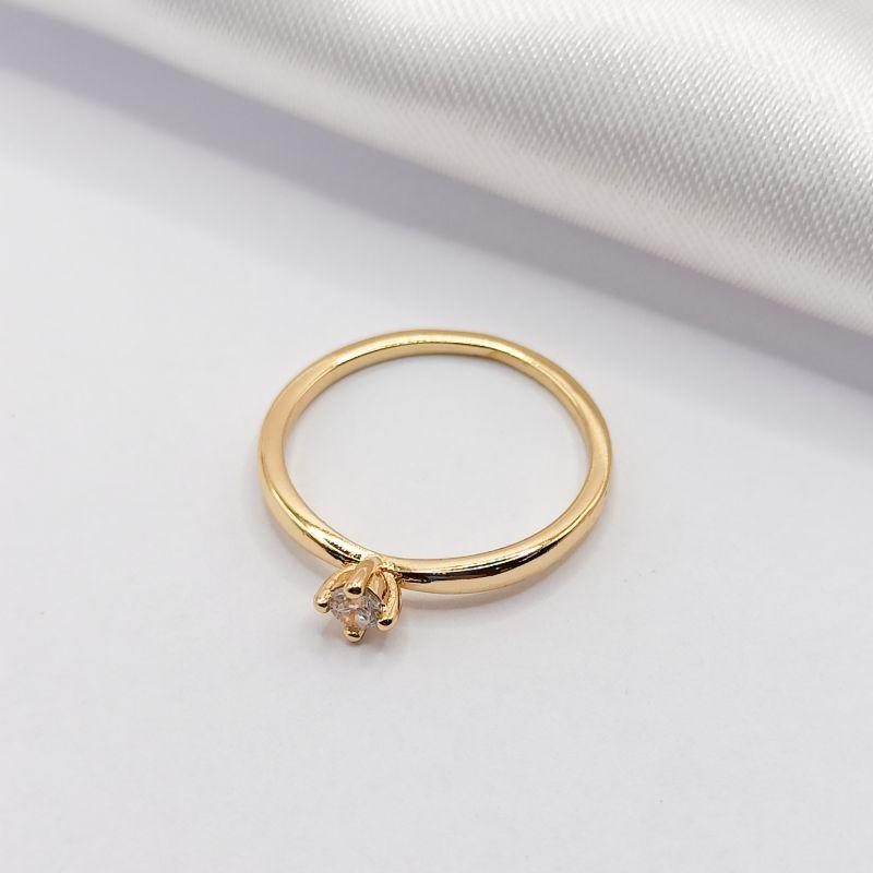 ANEL DOURADO SOLITÁRIO CRISTAL