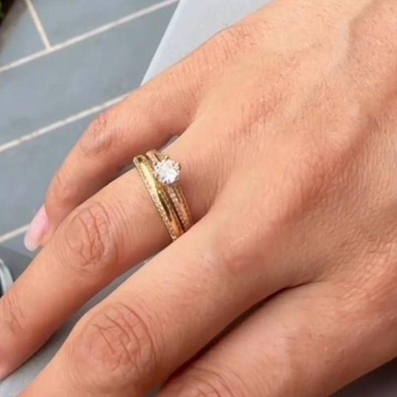 ANEL DOURADO   PONTO DE LUZ COM ZIRCÔNIAS