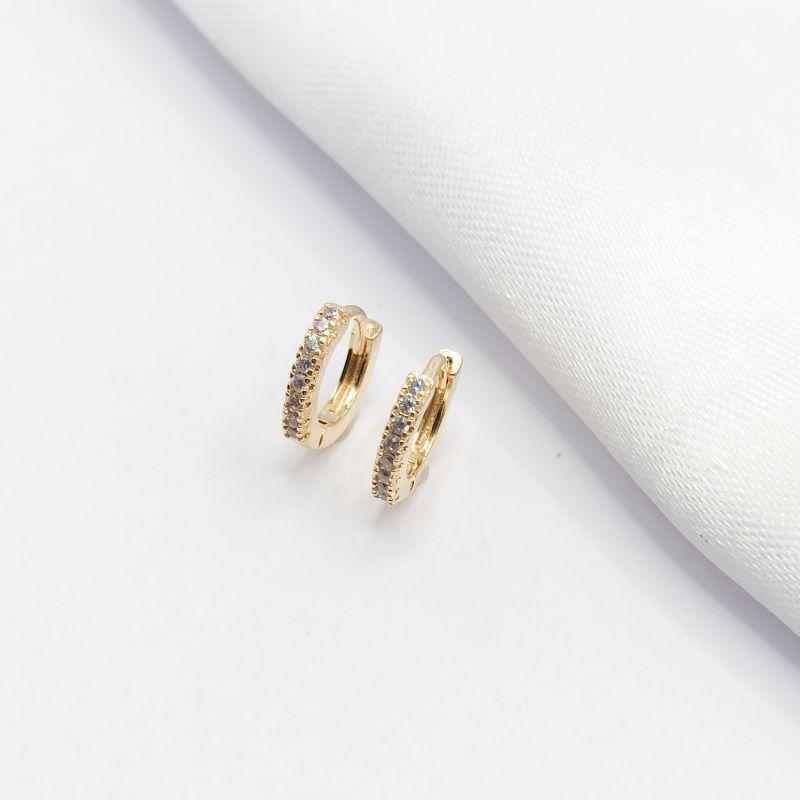 BRINCO DOURADO ARGOLA CLICK FILEIRA CRAVEJADA P