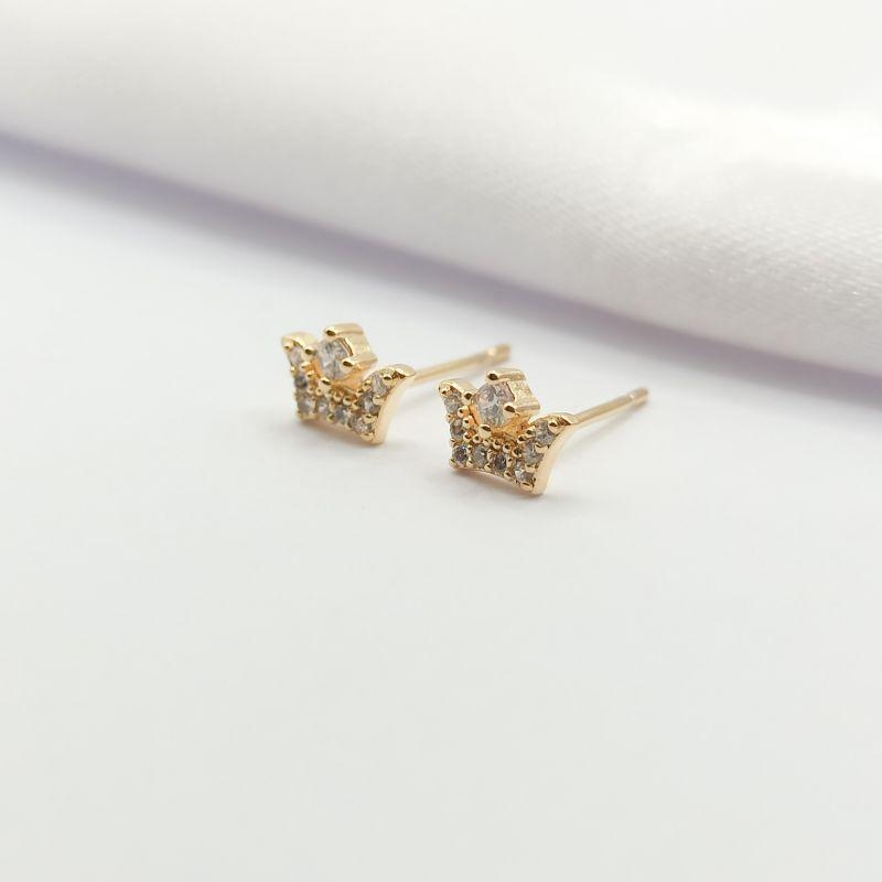 BRINCO DOURADO COROA COM ZIRCÔNIA