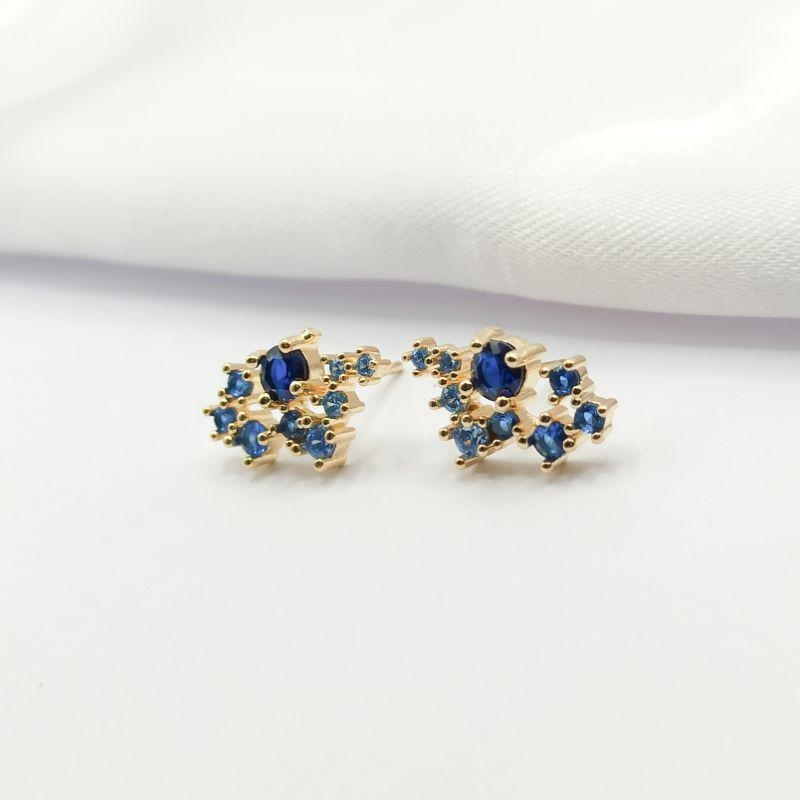 BRINCO DOURADO EAR CUFF ZIRCÔNIA AZUL