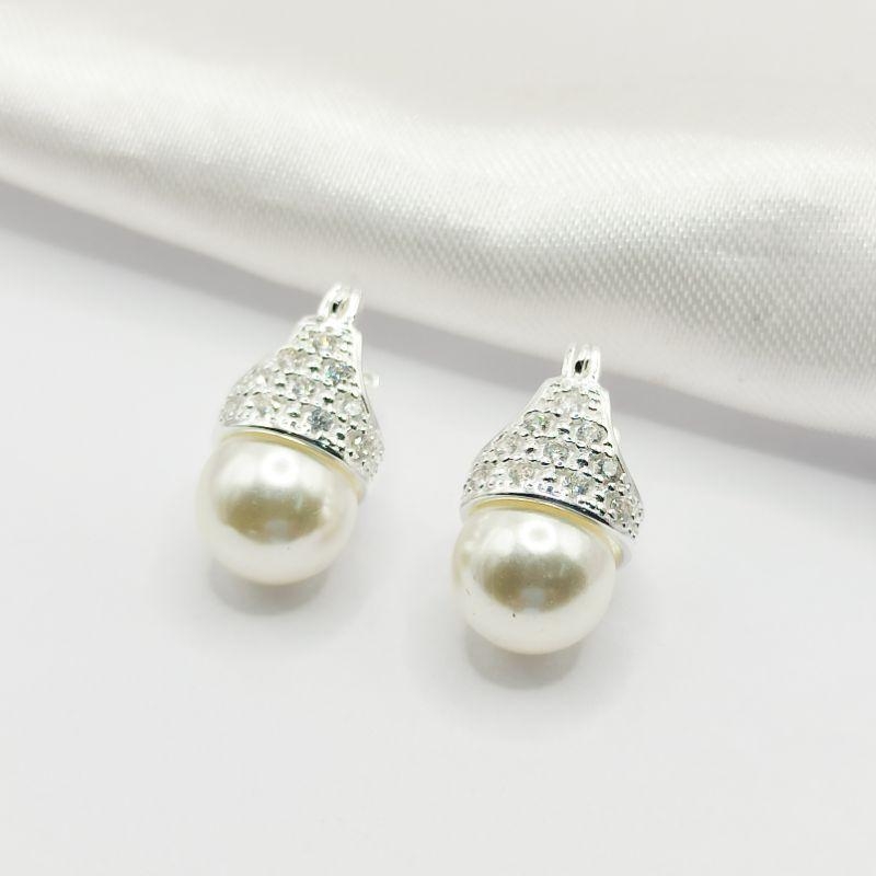 BRINCO PRATA ARTICULÁVEL PÉROLA E ZIRCÔNIA