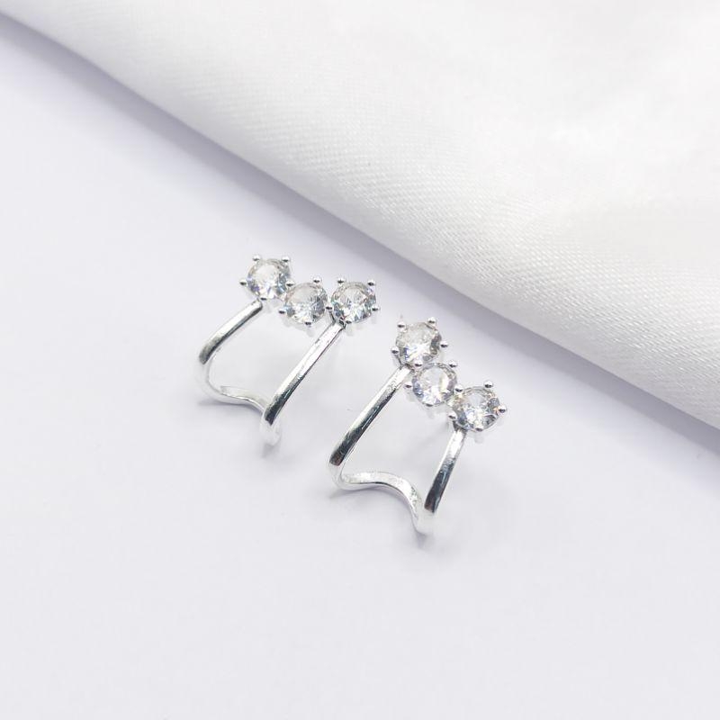 BRINCO PRATA EAR CUFF 3 CRISTAIS