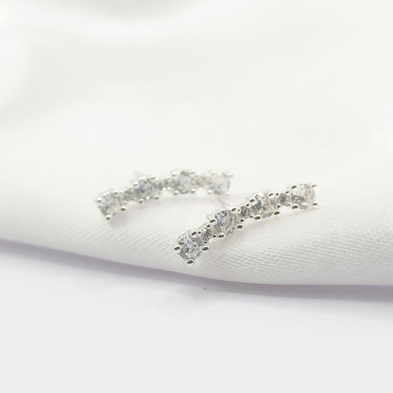 BRINCO PRATA EAR CUFF CRISTAL OVAL