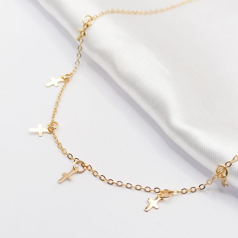 COLAR DOURADO CHOKER CRUZ LISA 35CM