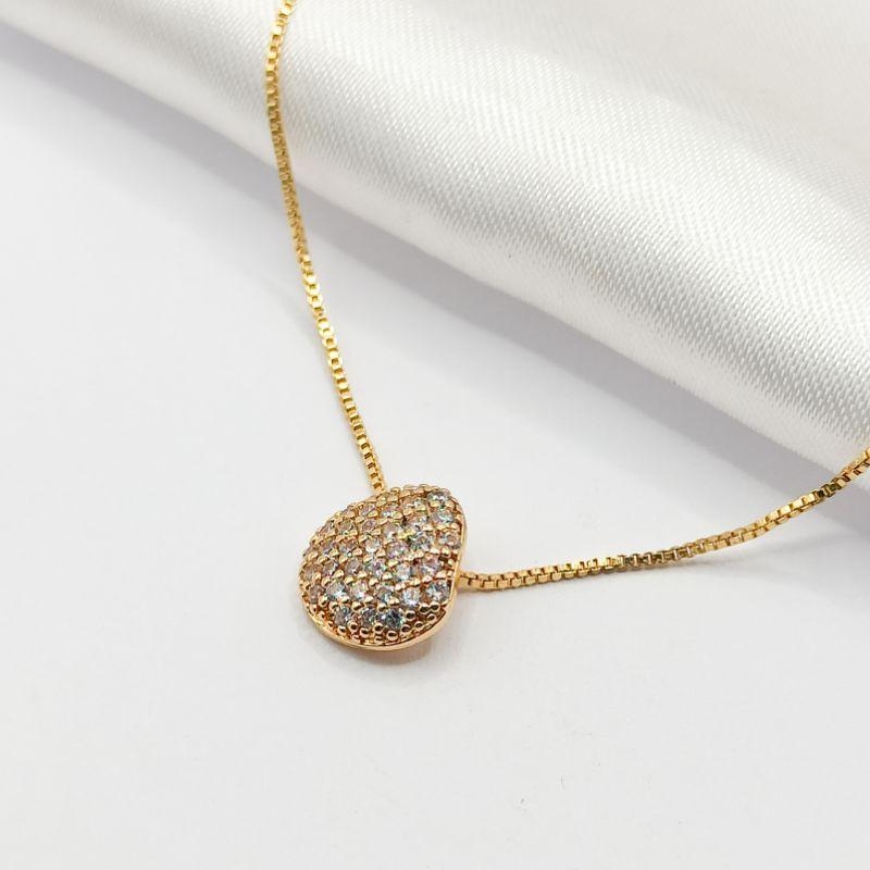 COLAR DOURADO CHUVEIRINHO CRAVEJADO 45CM