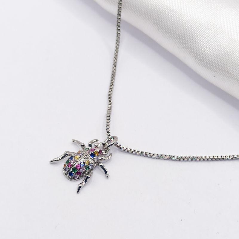 COLAR RÓDIO BESOURO ZIRCÔNIA COLORIDA 45CM