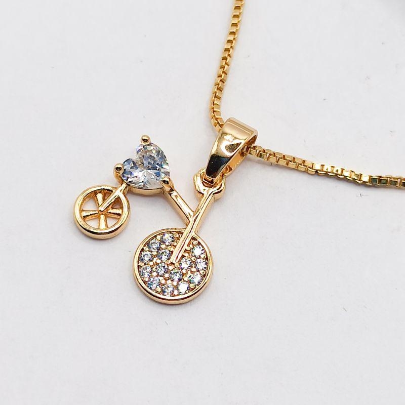 GARGANTILHA DOURADA BICICLETA DELICADA 45CM