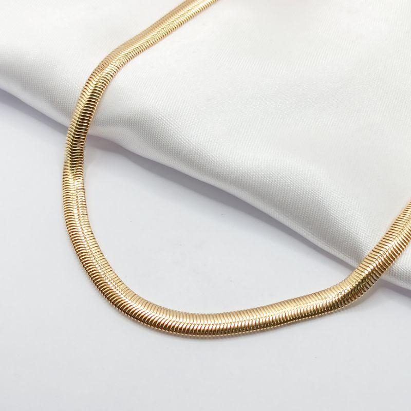 GARGANTILHA DOURADA CHOKER MALHA SALAMANDRA 35CM