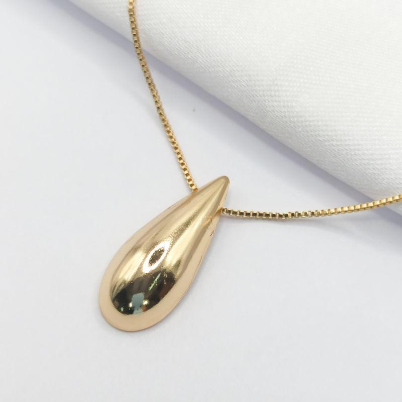 GARGANTILHA DOURADO UNHA DE GATO LISO 45CM