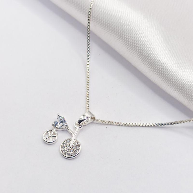 GARGANTILHA PRATA BICICLETA DELICADA 45CM