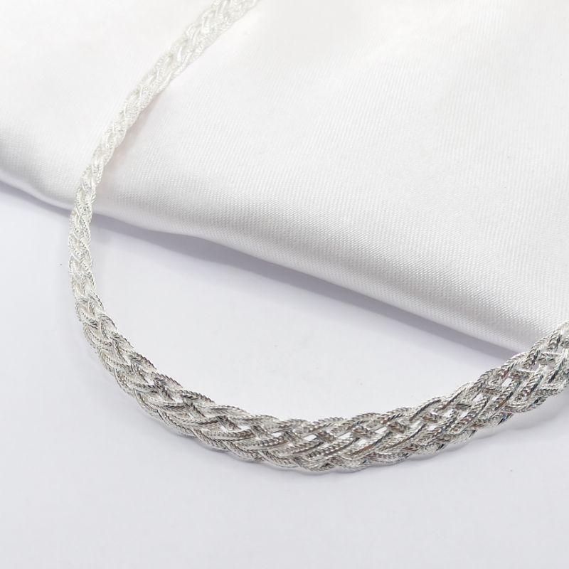 GARGANTILHA PRATA TRANÇADO 45CM