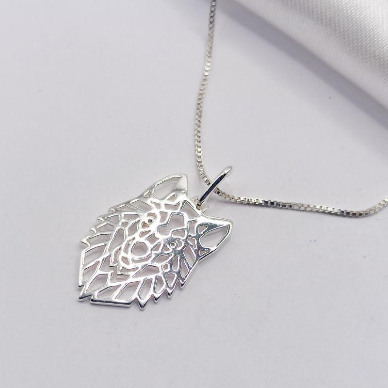 GARGANTILHA PRATA FIO LOBO LISO 45CM