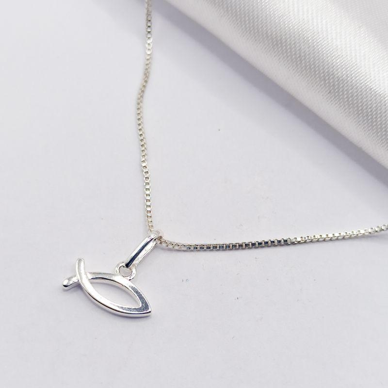 GARGANTILHA PRATA FIO PEIXINHO LISO 45CM