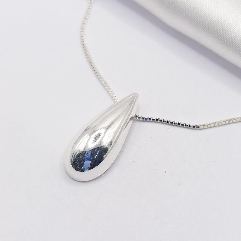 GARGANTILHA PRATA UNHA DE GATO LISO 45CM