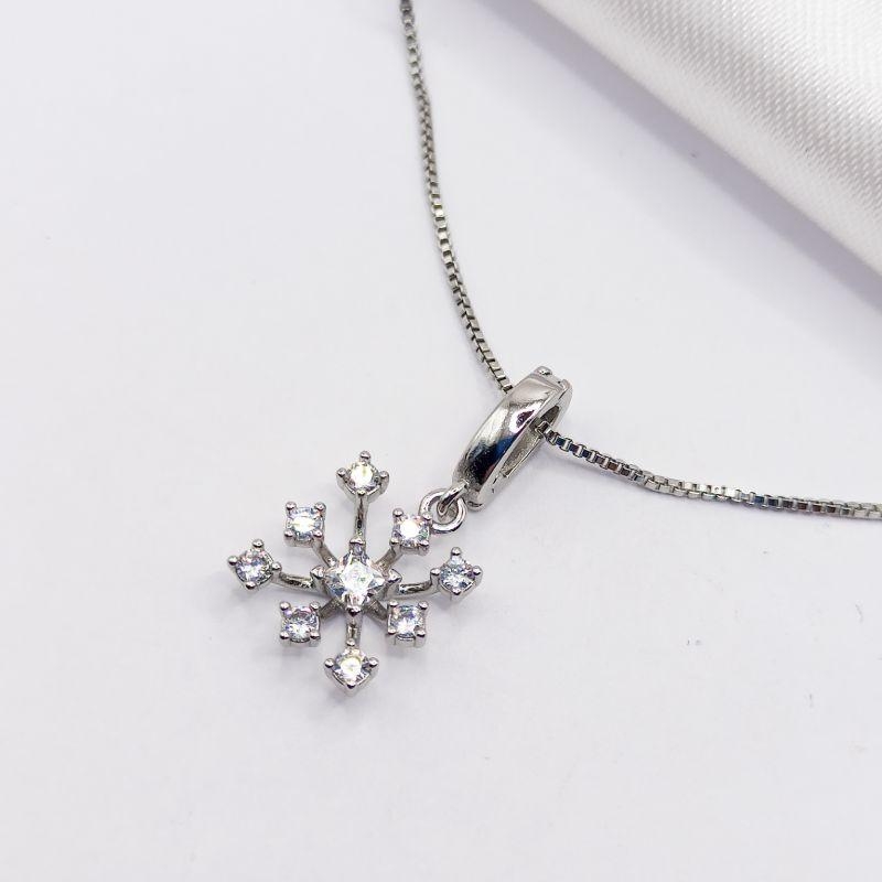 GARGANTILHA RÓDIO FLOCO DE NEVE CRAVEJADO 45CM