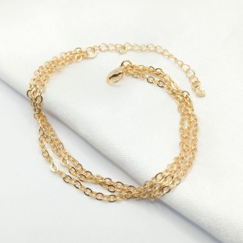 PULSEIRA DOURADA CADEADINHO TRIPLO