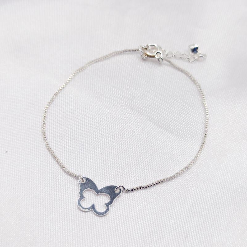 PULSEIRA PRATA BORBOLETA VAZADA