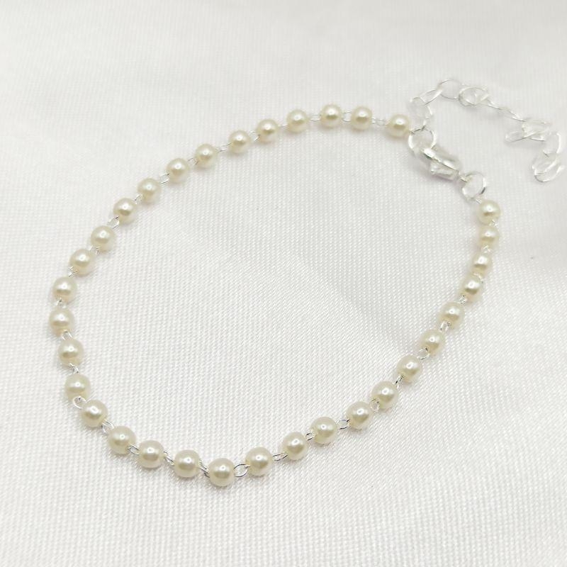 PULSEIRA PRATA COM MINI PÉROLAS