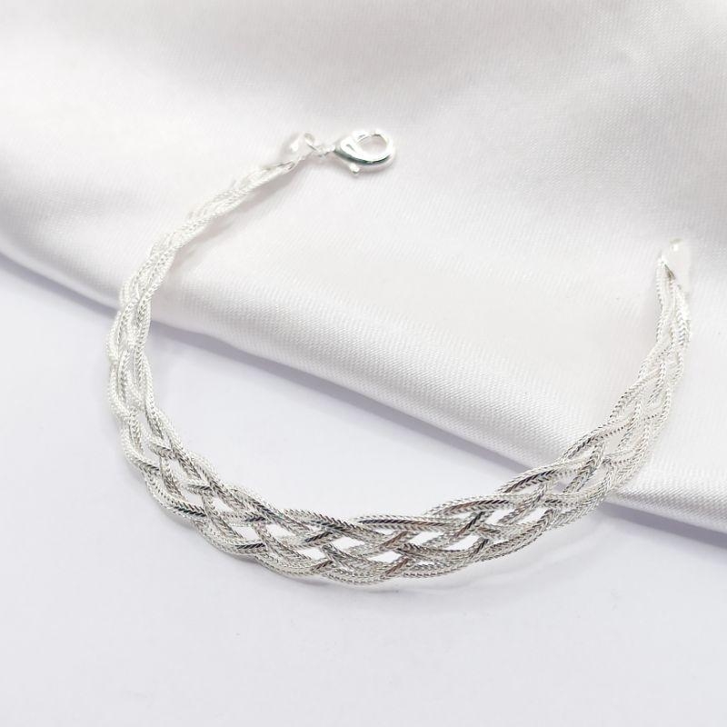 PULSEIRA PRATA TRANÇADA M 5 FIOS