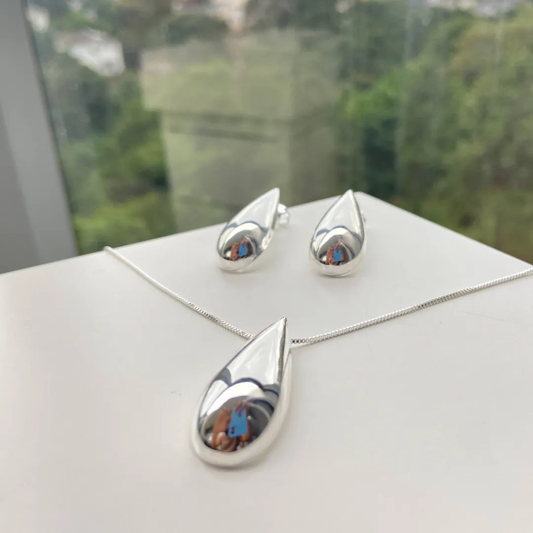 CONJ PRATA GOTA LISA GRANDE