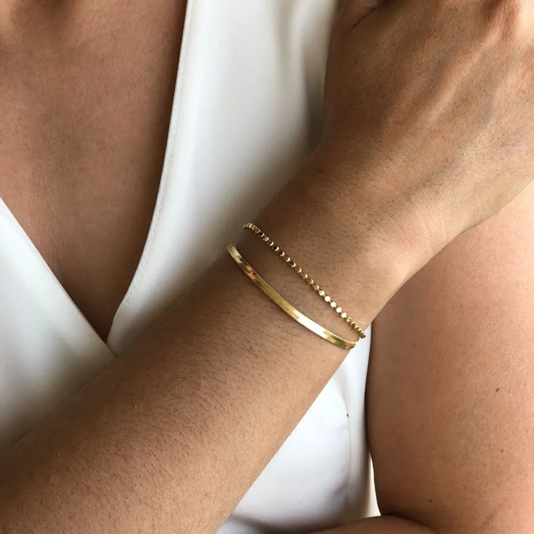 PULSEIRA DOURADA DUPLA COM FITA