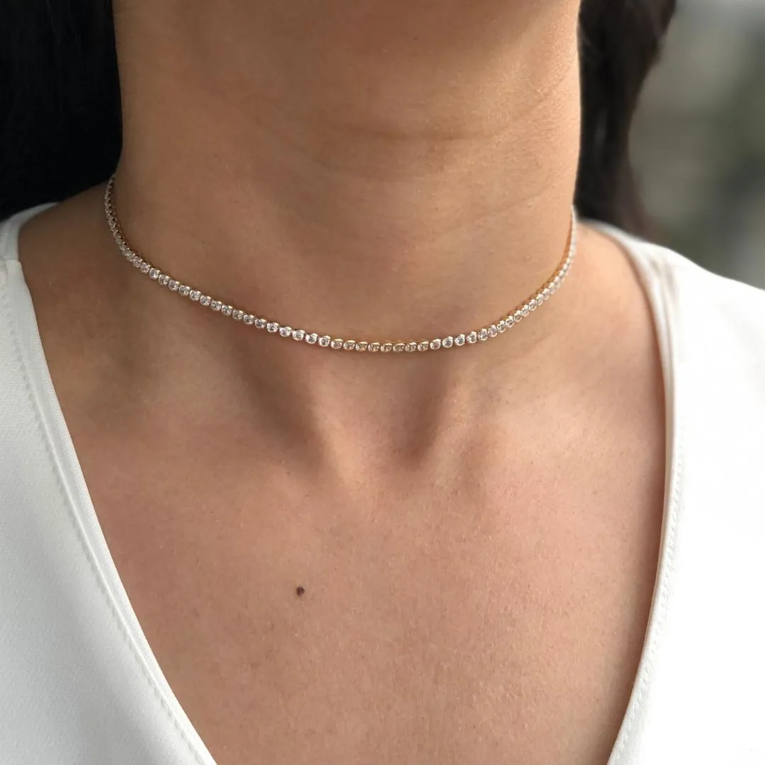 Gargantilha Dourada Choker Rivieira Redonda