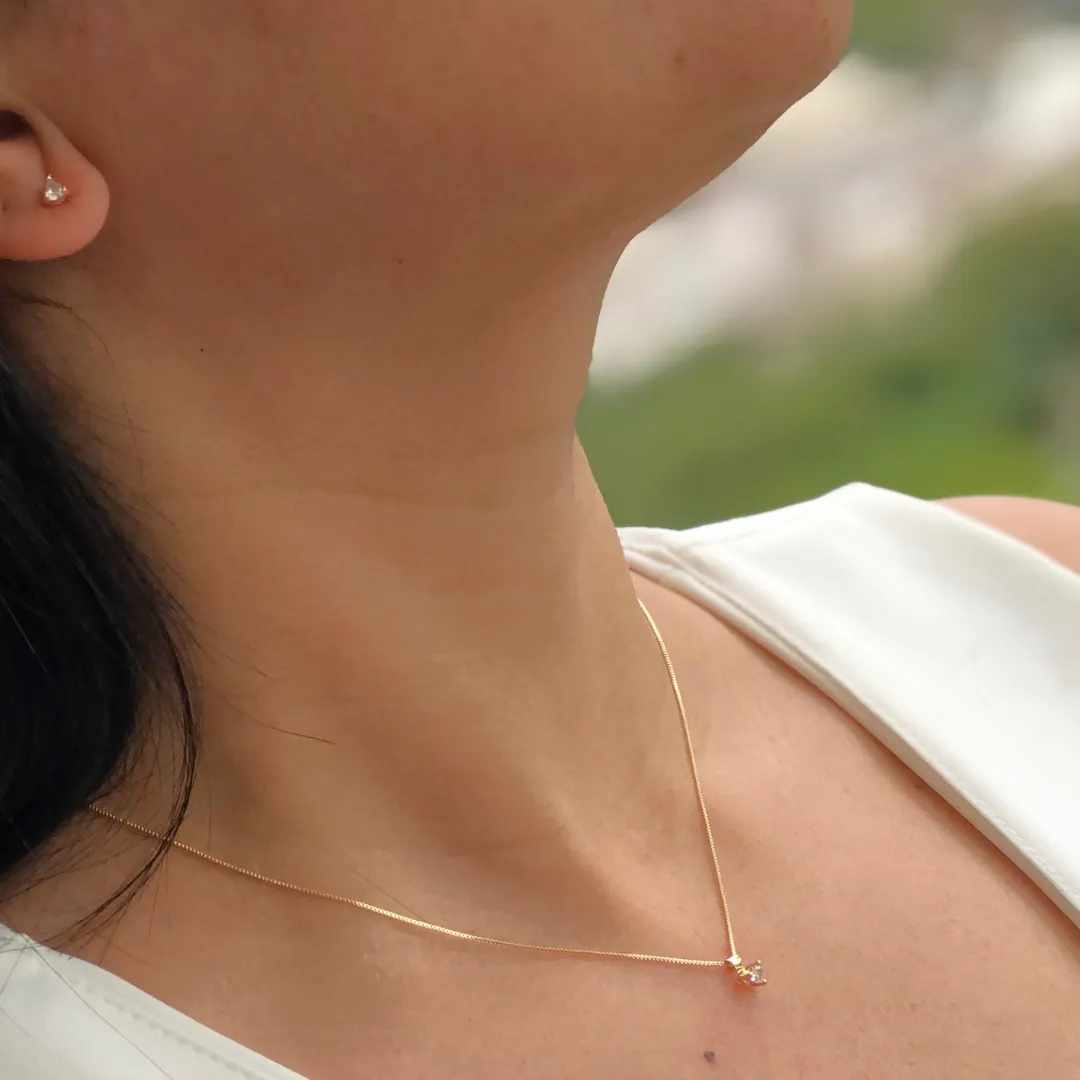 Conjunto Dourado Coração Mini Zircônia