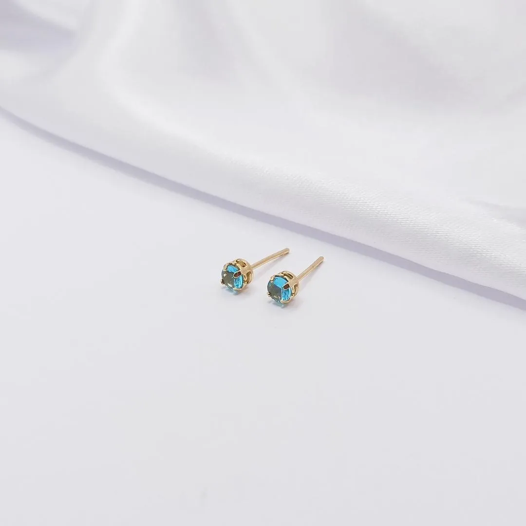 BRINCO DOURADO PONTO DE LUZ AQUAMARINE 5MM
