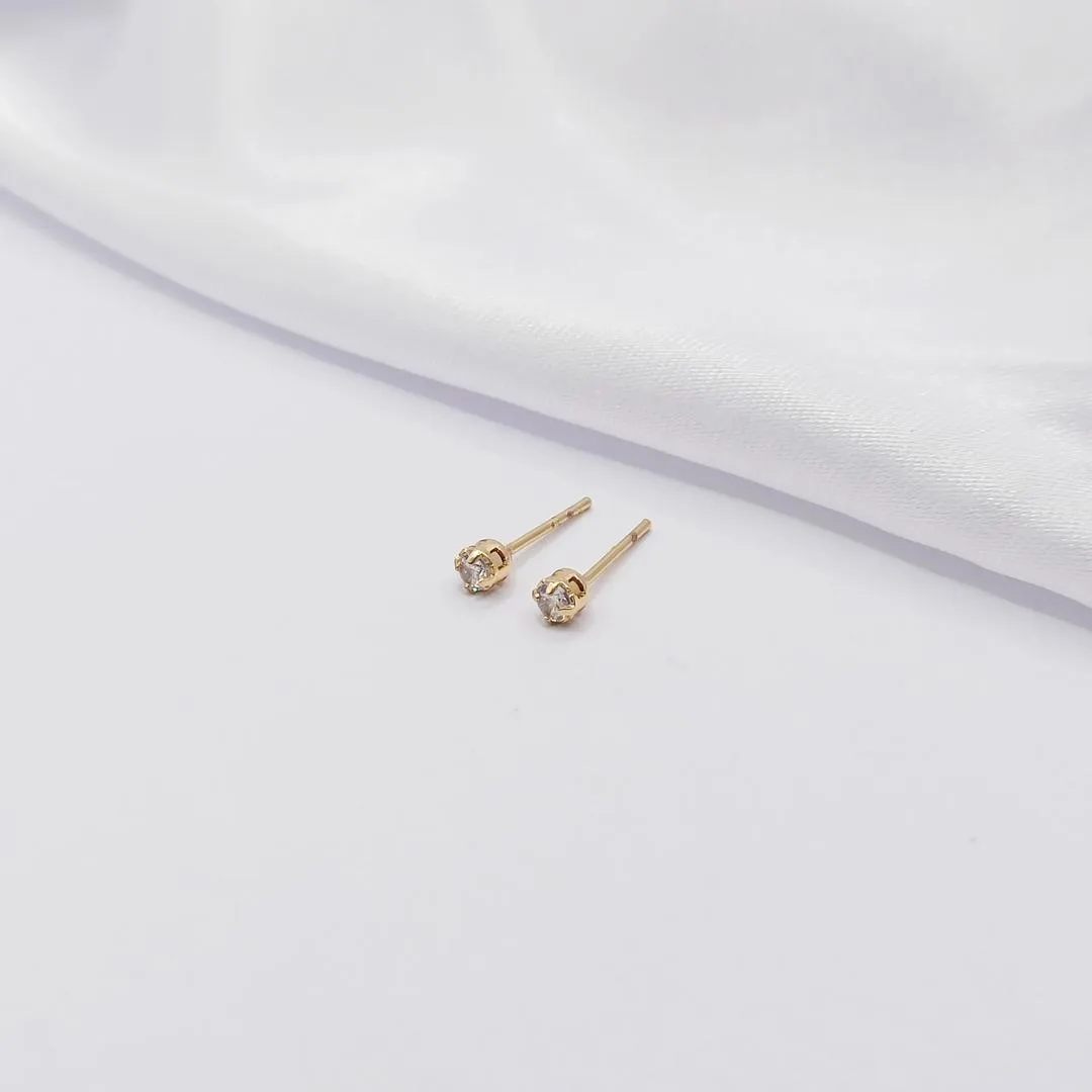 BRINCO DOURADO PONTO DE LUZ CRISTAL 3MM